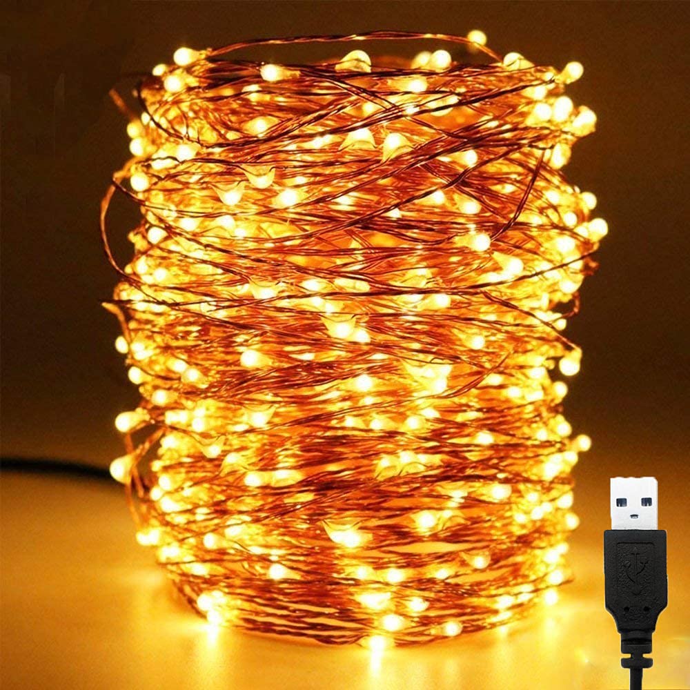 XERGY 20 Meter 200 LED's Waterproof Fairy Decorative Stary String Light - 2 M USB Powered (3 Copper Wires, Sturdy Quality) Warm White - Home DIY NYE Decoration Lights Diwali lights for home decoration